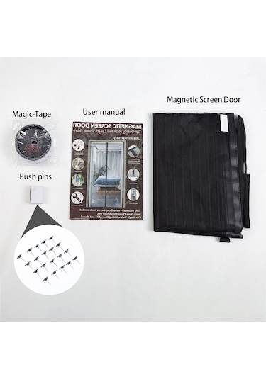 Mufunye Siyah Manyetik Perde Pencere Örtüsü - Otomatik Kapanır, Haşere Engeli, Hava Akışı Sağlar, Esnek Montajlı 120x240 Cm