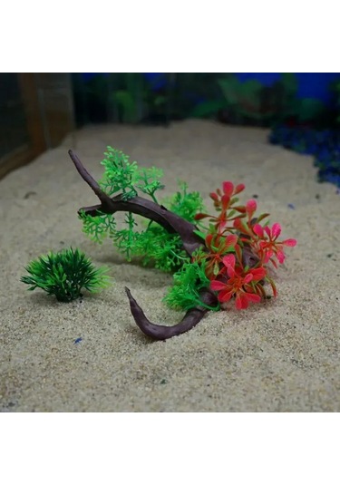 Dofolink Akvaryum Dekorasyonu: Plastik Süs Bitkili Simülasyon Dalı - Mağara Ve Orman Stili Akvaryum Gölgesi