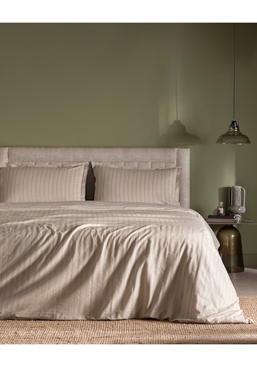 Madame Coco Nicole King Size %100 Pamuk Armürlü Nevresim Takımı - Bej Ekru