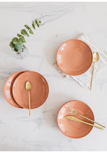 The Mia The Mia Noon Yemek Takımı 6 Kişilik Somon 24 Parça Şeffaf