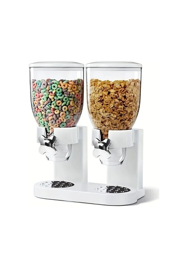 Xuweiwei Beyaz Tek Dokunuşlu Tahıl Dispanseri - Hava Geçirmez Bpa İçermez Saklama Kabı Beyaz