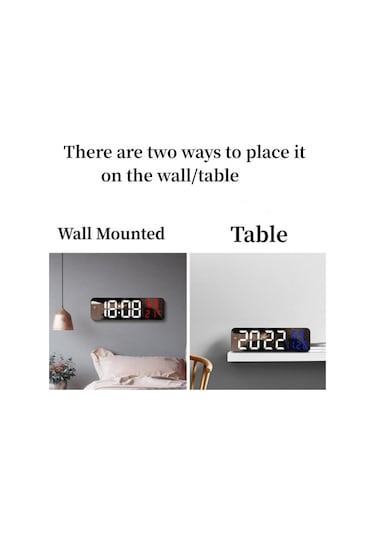 Mavi 9 İnç Büyük Dijital Duvar Saati Sıcaklık Ve Nem Göstergesi Gece Modu Masa Çalar Saat 12/24h