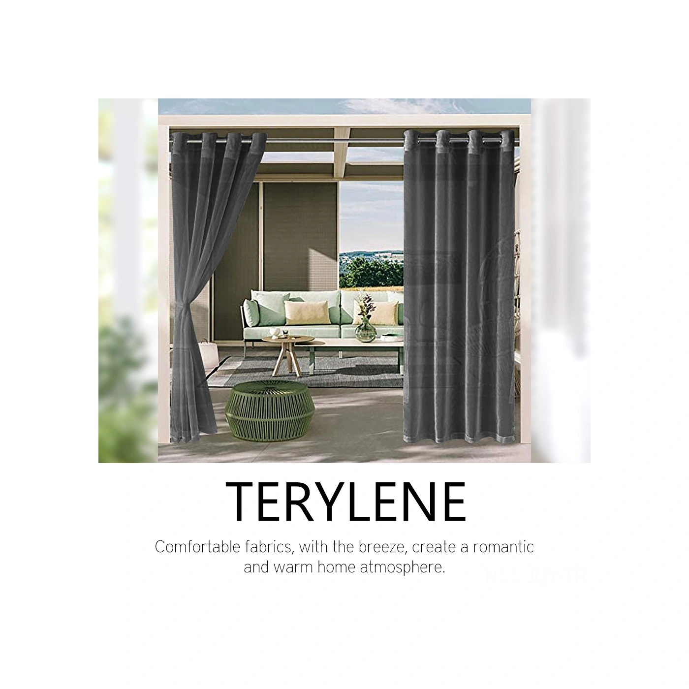 Youmex Siyah 2 Adet Perde - 132x241 Cm, Poliester, Su Geçirmez & Uv Koruyucu, İç/ Dış Mekan Kullanıma Uygun, Delikli Montaj Siyah