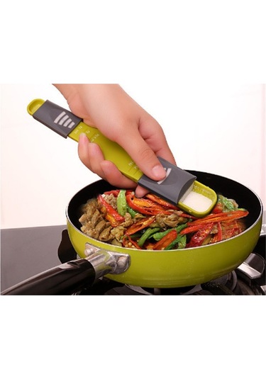 Shineyee Banyo Ve Mutfak İçin 8 Seviyeli Ayar Özelliği İle Çift Uçlu Ölçüm Kaşığı, Tozlardan Yağa Kadar Tüm Malzemeler İçin Pratik Kullanım Yeşil