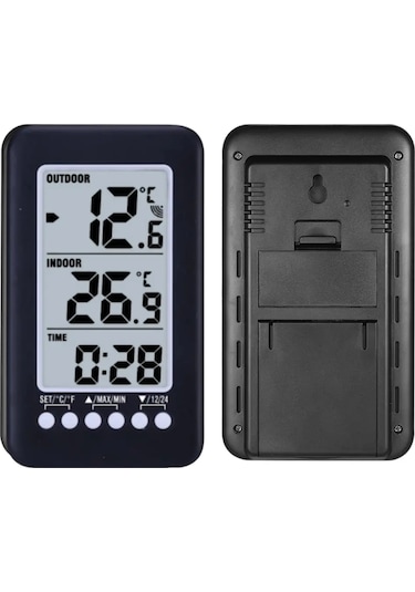 Folinda Dijital Lcd Zaman Ve Sıcaklık Gösterici, İç/ Dış Sıcaklık Ölçümü, Kablosuz Verici Cj3315rf - Pil Dahil Değil