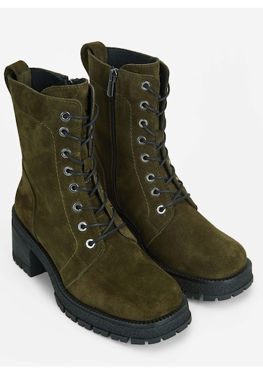 Tamer Tanca Kadın Hakiki Deri Haki Süet Casual Bot 775 8259 BN BOT SK23/24 Haki
