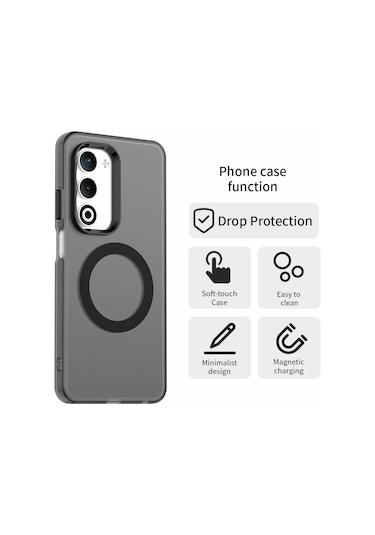 Oppo A5 5g/ Oppo A5/ Realme C75 Kılıfı Magsafe Anti Drop Hibrit Telefon Arka Kapağı İle Uyumlu - Siyah Siyah