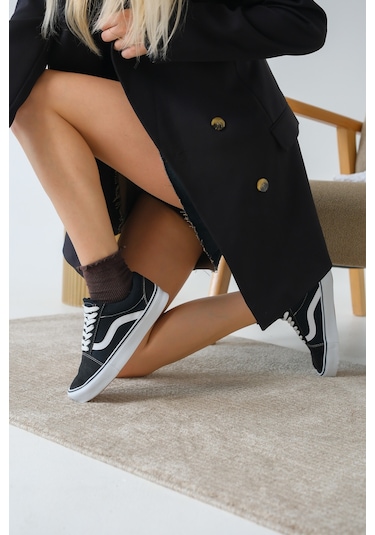 Garantili Wanso Günlük Ortopedik Kadın Sneaker Spor Ayakkabı Siyah