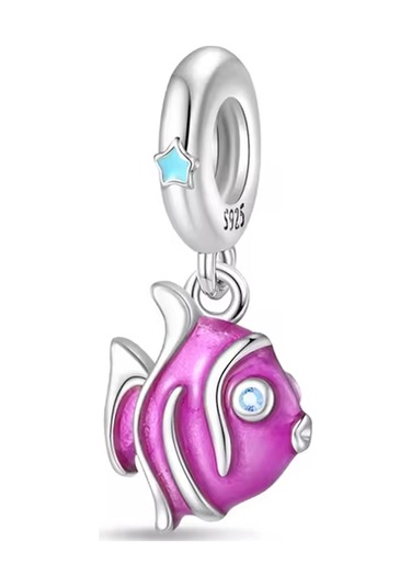 Fubena Mor Balık Sallantılı Charm Gümüş