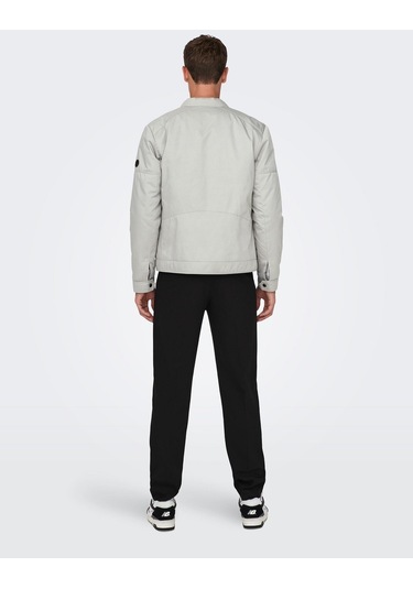 Only & Sons Erkek Önden Fermuarlı Ceket 22027380 Açık Gri