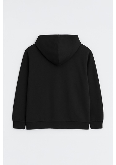Mixray 2025 Kadın Fermuarlı Basic Kapüşonlu Modal Sweatshirt Hoodie Siyah