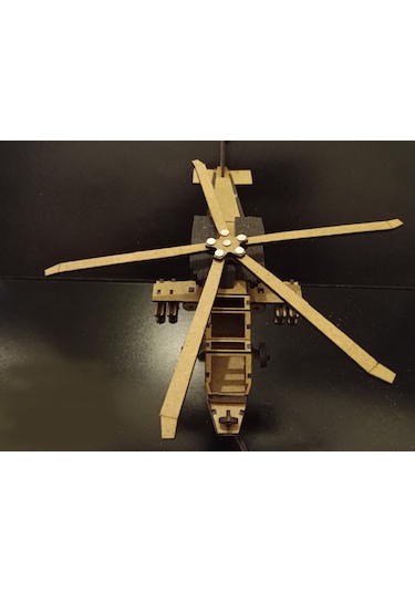 TLRhobi 3d Atakt129 Ahşap Helikopter Maket 35 x 29 x 20 CM
