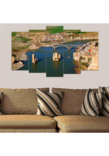 Hasankeyf Dicle Nehri Manzarası - 5 Parçalı Tablo