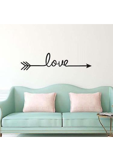 Love Yazılı Tasarım Duvar Sticker 58x15 Cm Siyah