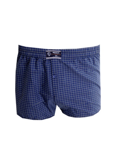 Mode Xl Büyük Beden Erkek Boxer Desenli Poplin 6348 Lacivert 001