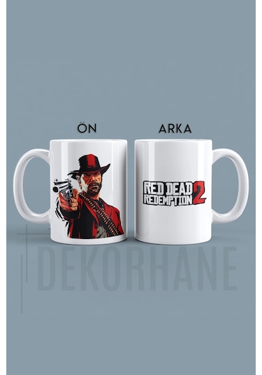 Rdr2, Red Dead Redemption 2 - Tasarım Baskılı Kahve Kupası Hediye Porselen Kupa Beyaz