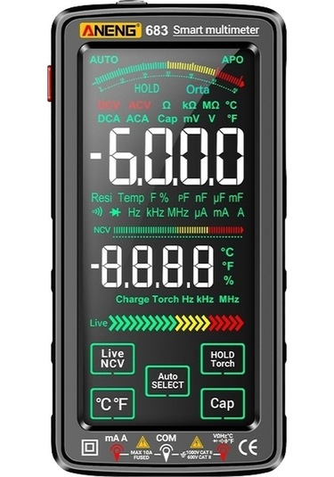 Aneng 683 Tam Ekran Multimetre Dijital Yüksek Hassasiyetli Akıllı Otomatik Aralık Multimetre