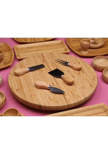 Atbyhome Bambu Vista 6 Kişilik 47 Parça Doğal Bambu Kahvaltı Takımı - Kahvaltı Seti Sunum Seti Bambu