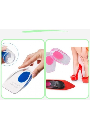 Topuk Silikonu Şeffaf Mavi Erkek + Topuk Silikonu Şeffaf Pembe Kadın