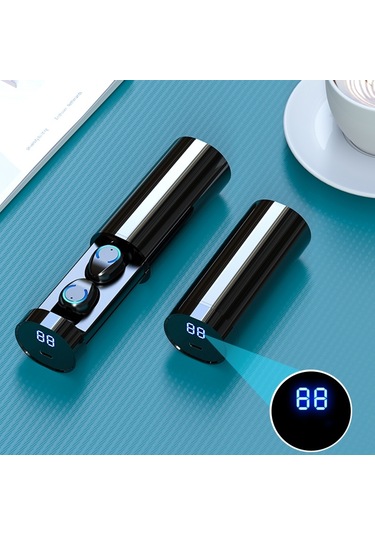 F9-6 Tws Cvc8.0 Gürültü Önleyici Dokunmatik Bluetooth Kulaklık, Pull-out Silindirik Şarj Kutusu, Destek Led Güç Dijital Ekran Ve Çağrı Ve Siri Siyah