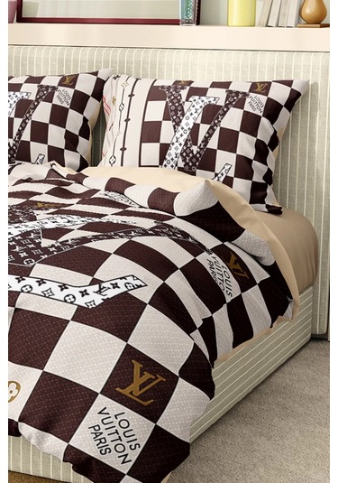 Marka Nevresim Takımı Çift Kişilik Pamuklu Saten Kumaş 6 Parça 3d Dijital Baskı Duvet Cover Set Model No:79 Renkli