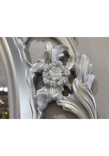 Ayna Denizi Vintage Taç Model Gümüş Renk Dekoratif Ayna Gümüş