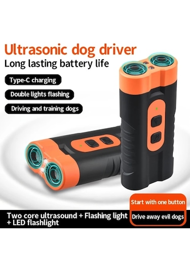 Willowhaven 1 Adet Led Fenerli Çift Çekirdek Yüksek Güçlü Ultrasonik Köpek Kovucu Usb Şarj Edilebilir Taşınabilir Evcil Hayvan Eğitim Aleti Dış Mekan Kullanımı İçin