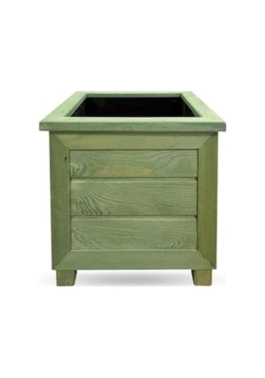 Kaf Ahşap Dekoratif Ahşap Saksı / Emprenye Yeşil