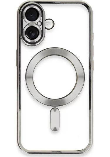 Newface  Apple  Uyumlu iPhone 16 Plus Kılıf Kross Magneticsafe Kapak - Gümüş