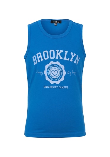 Brz Kids Baskılı Kız Çocuk Sıfır Kol T-shirt-mavi Mavi