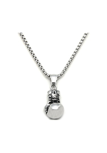 Boks Eldiveni Çelik Kolye Gümüş