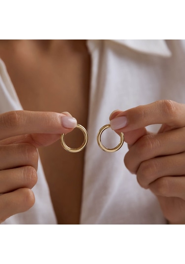 14k Altın Halka Küpe 2 Mm 2.0 Cm T14321 Renkli