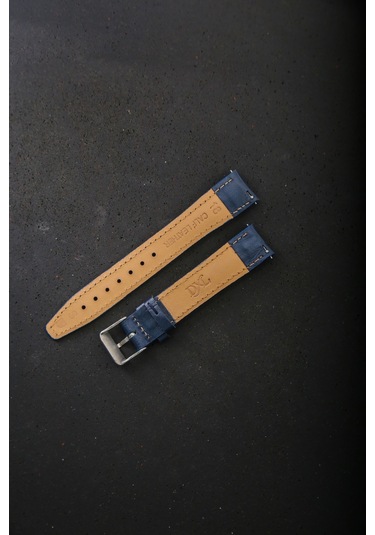 Hakiki Deri 18mm Akıllı Pimli Saat Kordonu Lacivert