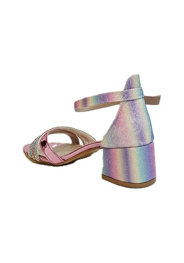 Fiyra 9052 Gökkuşağı Simli Çapraz Üçbant Kız Çocuk Abiye Topuklu Çok Renkli