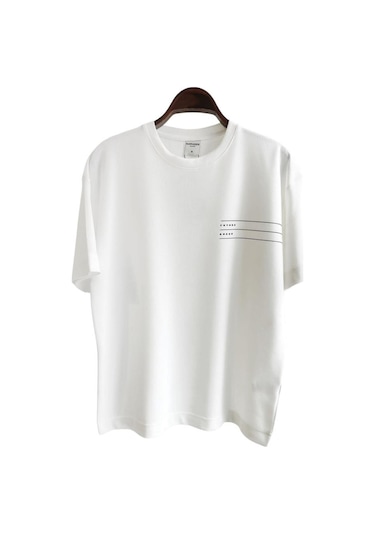 Erkek Baskılı Oversıze Beyaz T-Shirt Beyaz