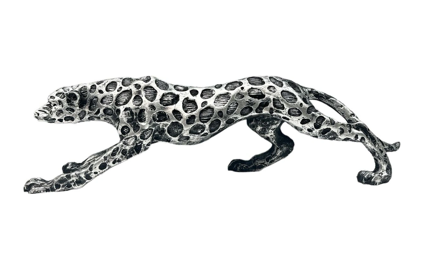 Dekoratif Polyester Leopar Biblo Gümüş Eskitme