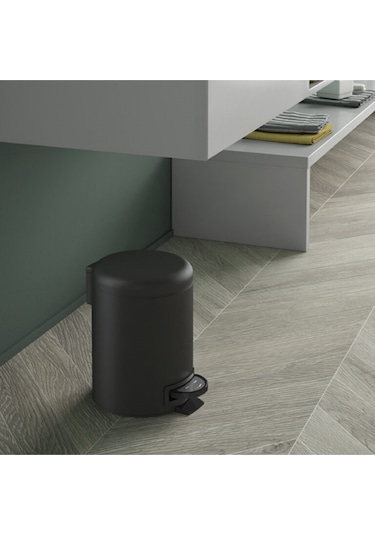 Çöp Kovası, Pedallı, Soft, 3lt - Mat Siyah Mat Beyaz