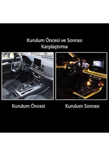 Araç Içi App Kontrollü Rgb Atmosfer Ambiyans Led Neon 5 Parça 6Mt