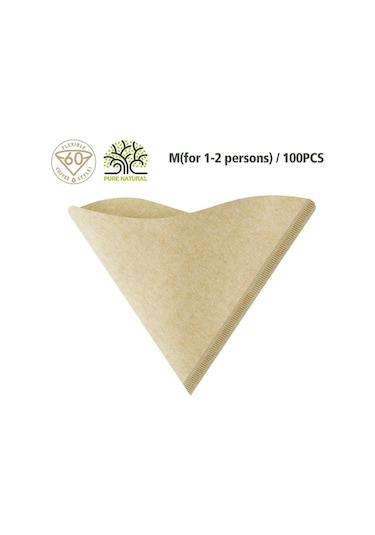 Doğal V Şekilli Kahve Filtre Kağıdı - 100 Adet, 1-2 Kişilik, Yüksek Kaliteli Kağıt, Damlatma Yöntemi İçin İdeal Diğer Diğer