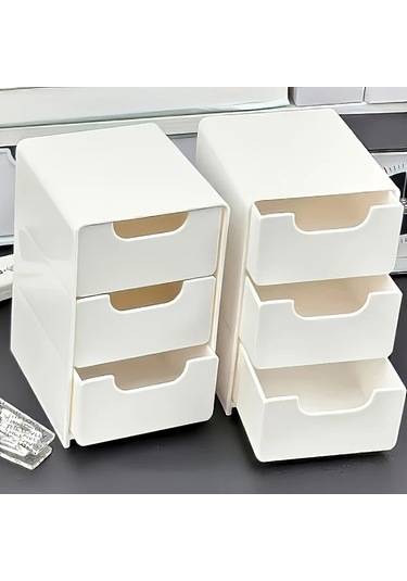 Willowhaven 3 Çekmeceli Organizatör - Dayanıklı Plastik, Ev Ofis Komodin Makyaj Depolama Beyaz Tepsili beyaz