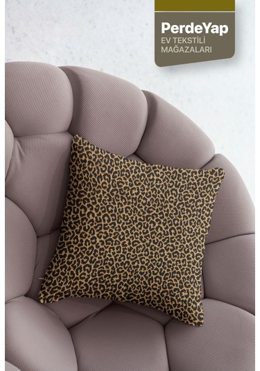 Leopar Desenli 4'lü Dijital Baskılı Kırlent Kılıfı 43 X 43 Cm Bej