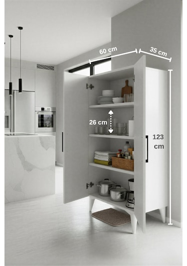 Aruat 4 Raf'lı Çok Amaçlı Kullanım Sunan Kapaklı Dolap 35 110 Beyaz