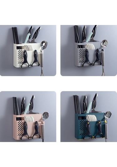 Dancemonkey Duvara Monte Çok Fonksiyonlu Kaşık Bıçak Tutucu Gri, Küçük Ve Pratik Gri
