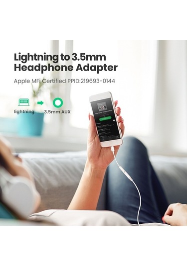 Pazly İos Uyumlu 13 İçin Ugreen 13 12 Mfi Yıldırım 3,5 Mm Ses Adaptör Kablo Kulaklık Dönüştürücü  Mfi Sertifikalı