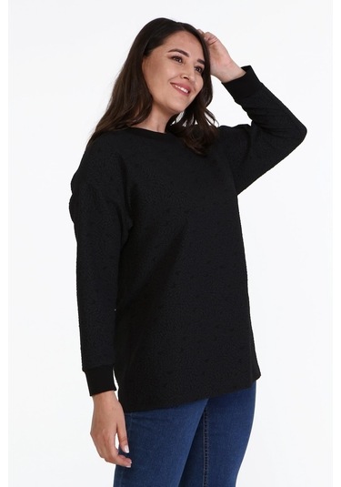 Jakarlı Bisiklet Yaka Sweatshirt