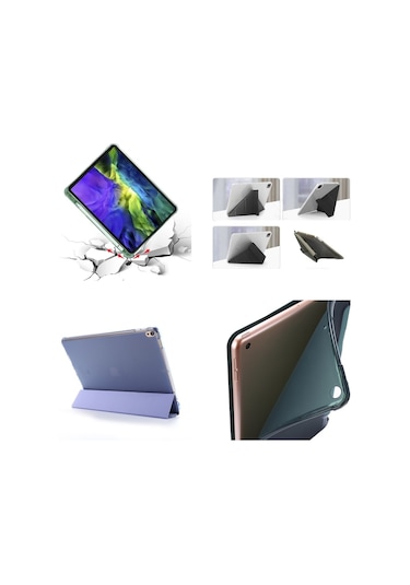 iPad Uyumlu Air 11inç M2 2024 Kılıf Kalem Bölmeli Trifolding Case A2902 A2903 A2904