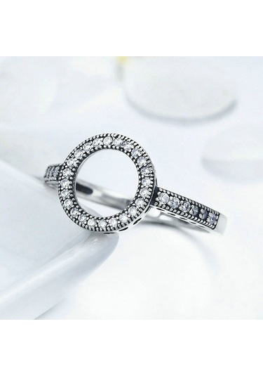 Sones 2 Adet Alaşımlı Şanslı Daire Elmas Halo Yüzük, Yüzük Boyutu: 9 Siyah