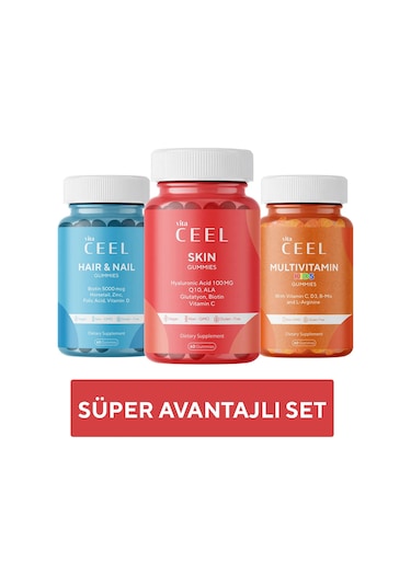 3'lü Cilt , Saç&tırnak Ve Çocuk Gummy Vegan Çiğnenebilir Vitamin