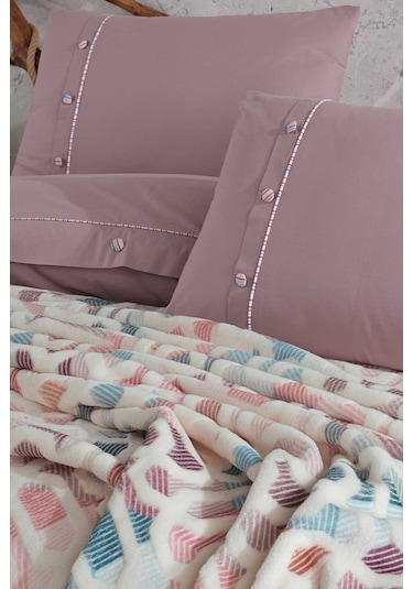 Elart Pamuk Nevresimli Battaniye Seti 5 Parça Mila Gülkurusu