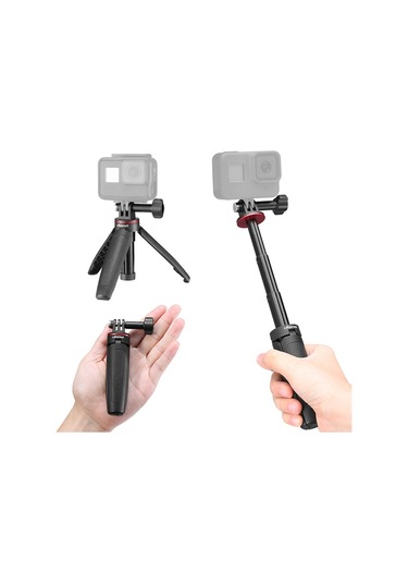 Ulanzi Mt-09 Mini Genişletilebilir Masaüstü Tripod Elde Taşınabilir Fotoğrafçılık Braketi Standı Vlog Selfie Çubuğu Djı Osmo Action Kamera Gopro Hero 8/7/6/5 İle Uyumlu Siyah